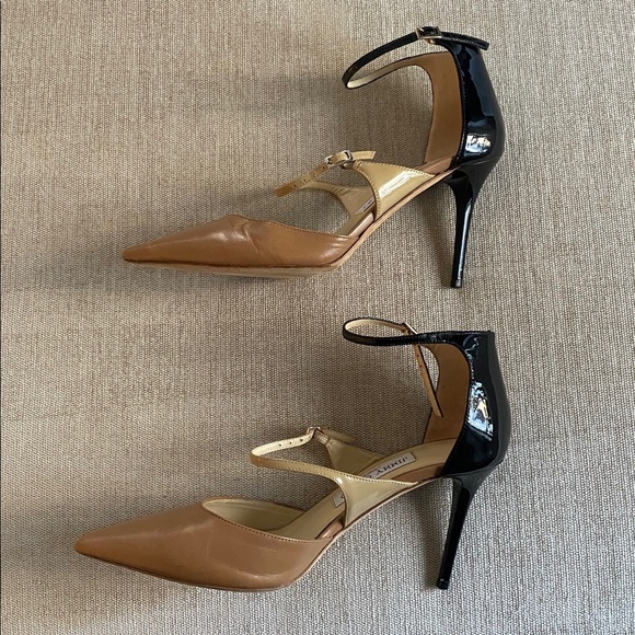 Jimmy Choo Leather Typhoon D’Orsay Pumps Heels Black Nude Pointed-Toe Size 7.5 - Picture 4 of 16